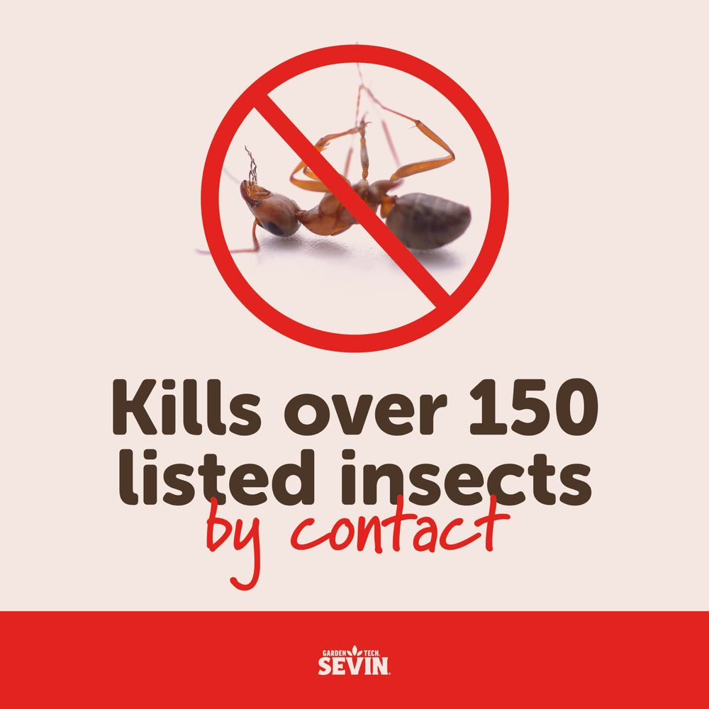 Sevin Insect Killer Dust on leaves protecting against more than 150 pests