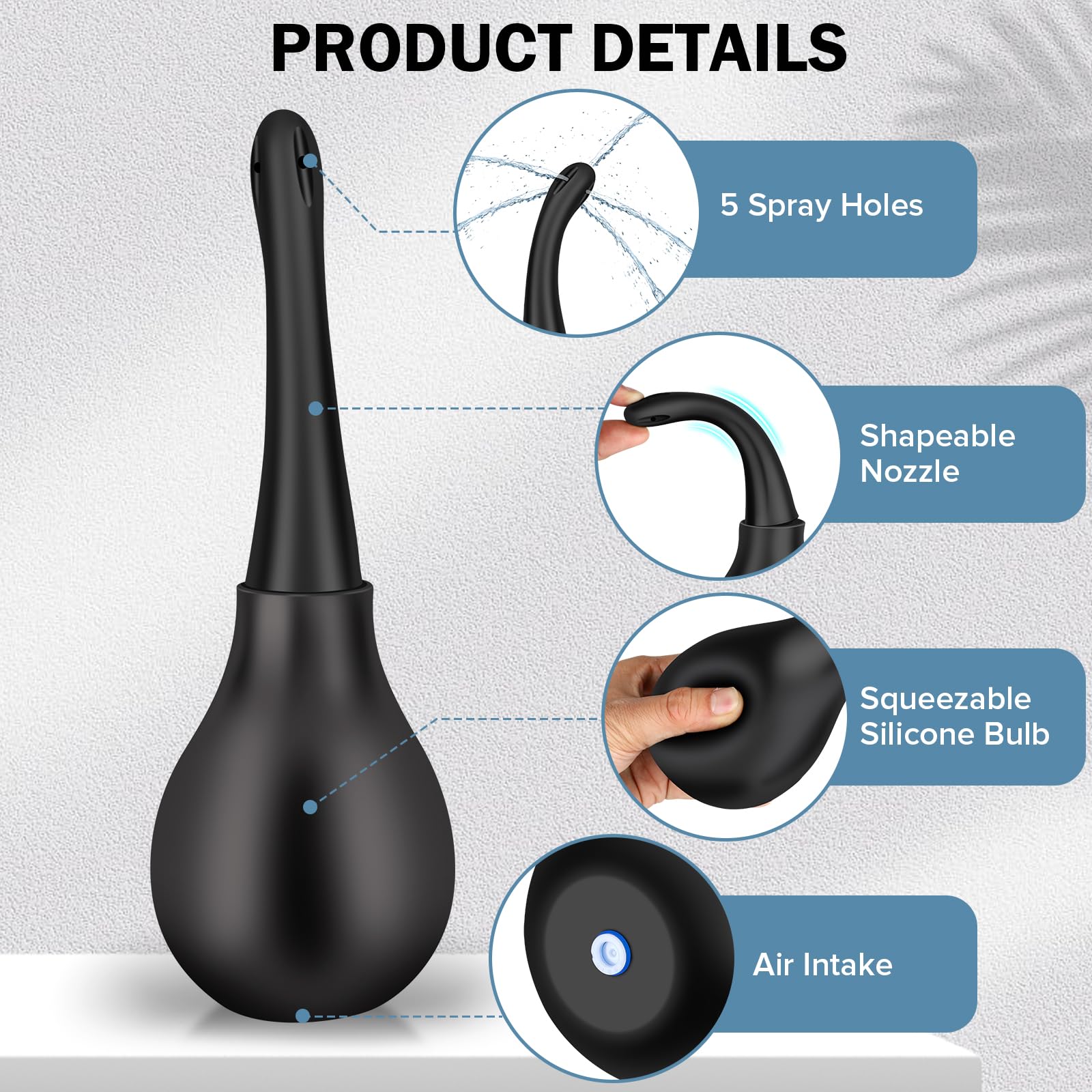 SewXew douche nozzle 360-degree cleaning with five spray holes