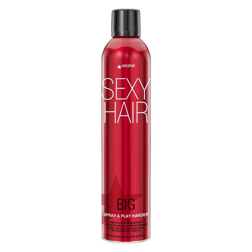 SexyHair Big Spray & Play bottle highlights long-lasting hold and lift.
