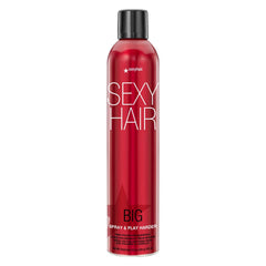 SexyHair Big Spray & Play bottle highlights long-lasting hold and lift.