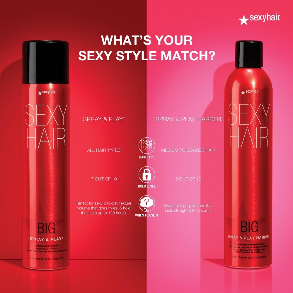 SexyHair Big Spray & Play flake-free formula keeps hair smooth.