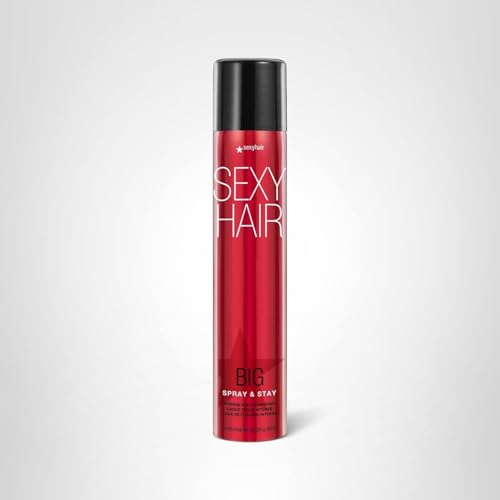 SexyHair Big Spray & Stay packaging shows suitability for all hair types.