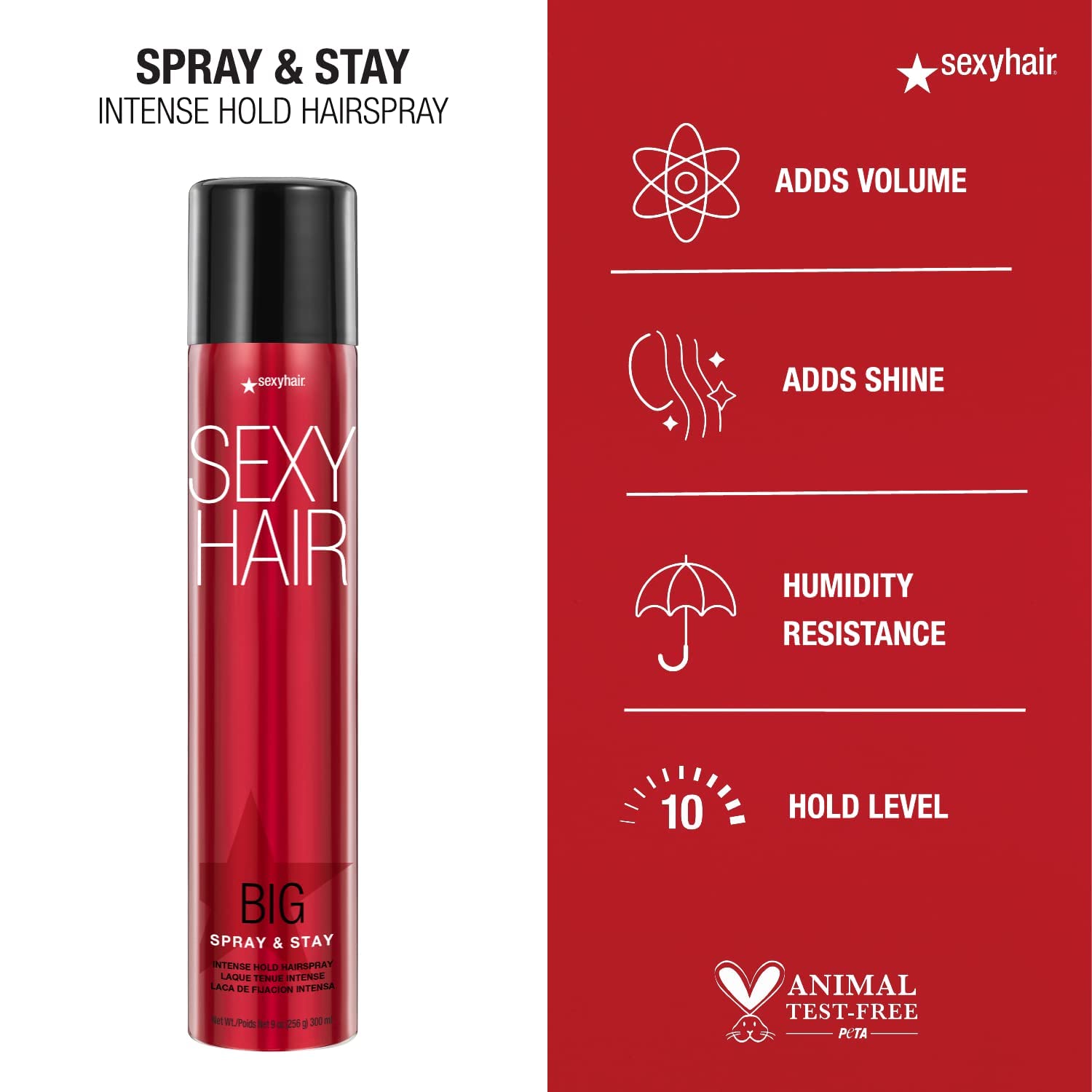 SexyHair Big Spray & Stay finish delivers a shiny, smooth look.