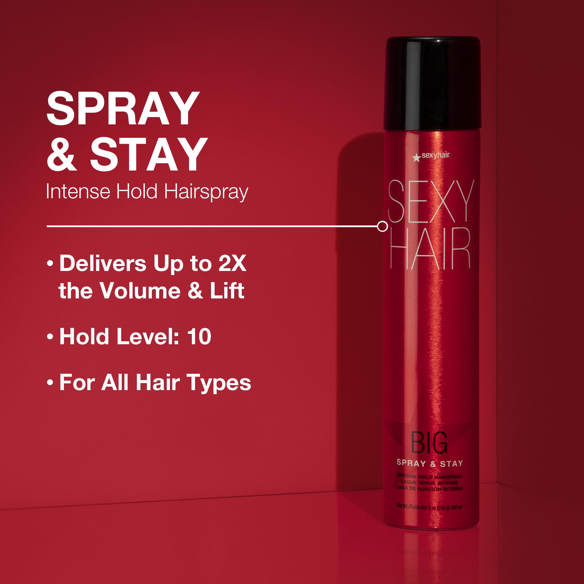 SexyHair Big Spray & Stay nozzle enables precise, controlled application.