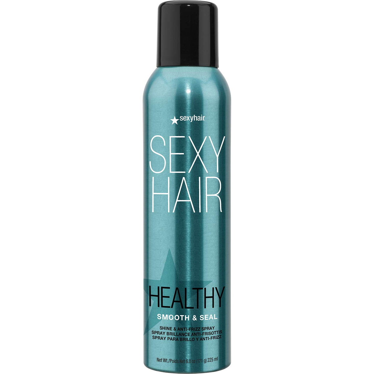 SexyHair Healthy Smooth & Seal Spray bottle shows cuticle sealing and shine
