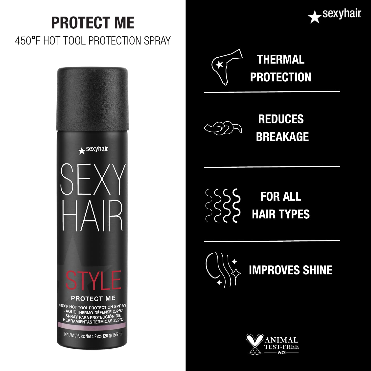 SexyHair Style Protect Me bottle with gradient cap highlights humidity protection for up to 72 hours