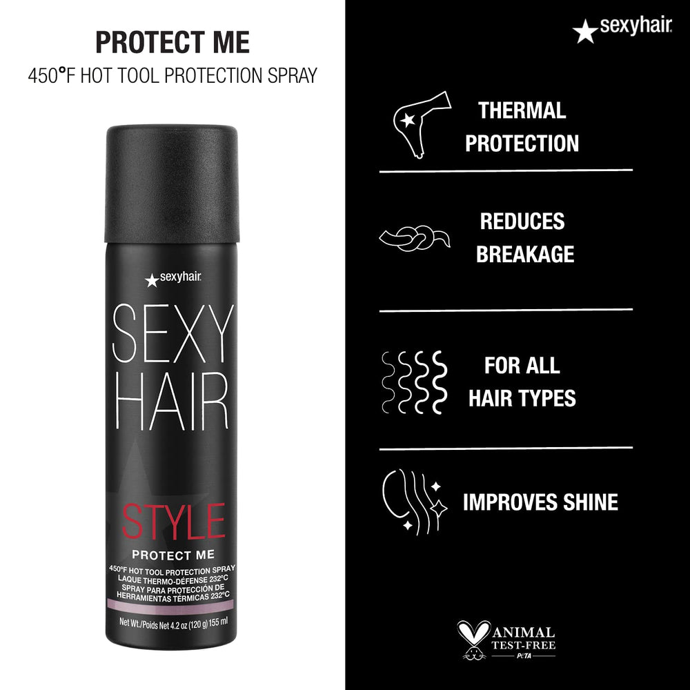 SexyHair Style Protect Me bottle with gradient cap highlights humidity protection for up to 72 hours