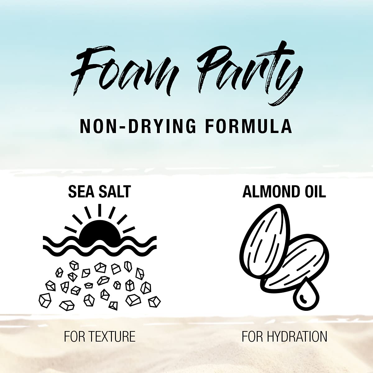 SexyHair Texture Foam Party Lite close-up highlights creamy foam for beachy texture.