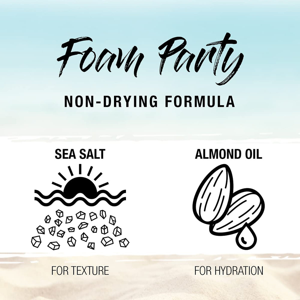 SexyHair Texture Foam Party Lite close-up highlights creamy foam for beachy texture.