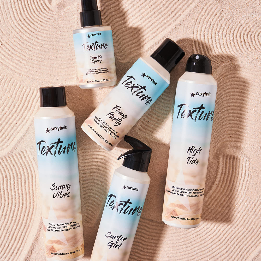 SexyHair Texture Foam Party Lite on dry hair creates defined texture.