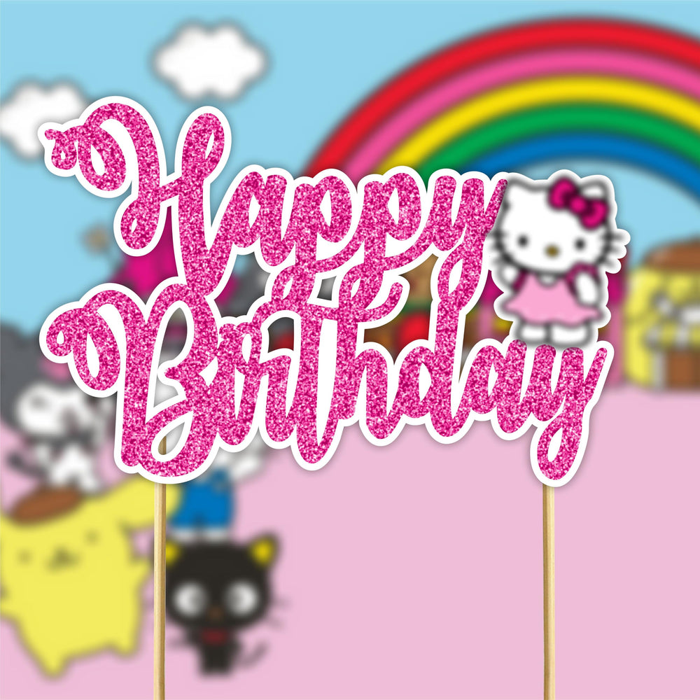 Seyal adorable cat illustration topper complements cute party decor and photos