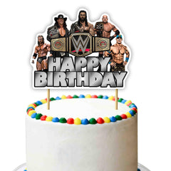 Seyal WWWE Happy Birthday cake topper on a bold wrestling-themed birthday.