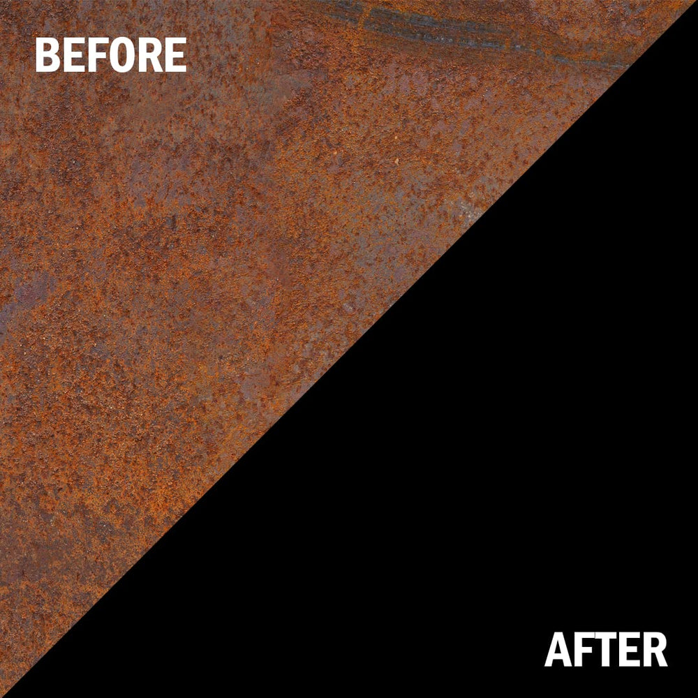 Seymour 16-45 rust converter forms rugged black coating on trailer parts.