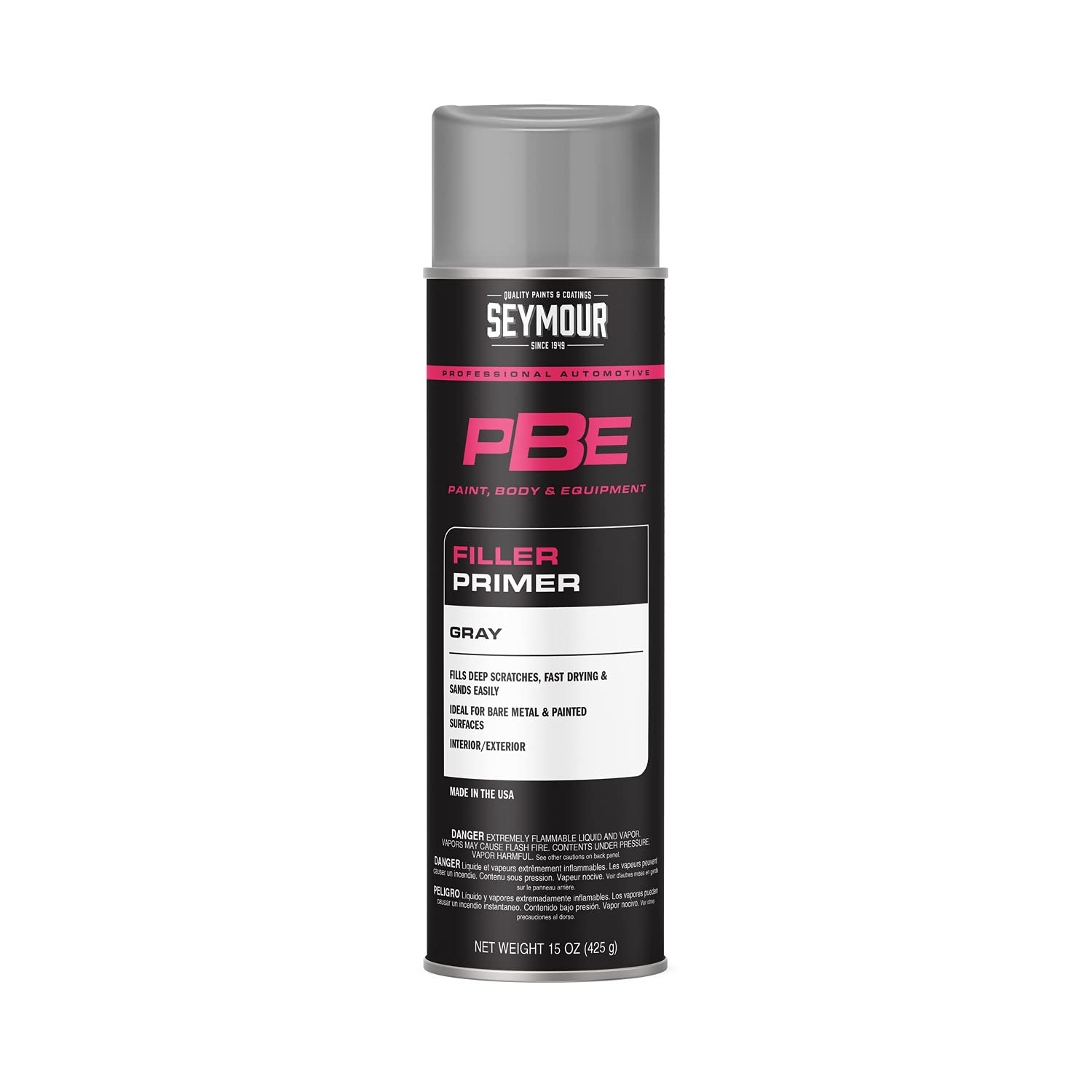 Seymour 20-1674 gray filler primer bottle ready for bodywork prep.