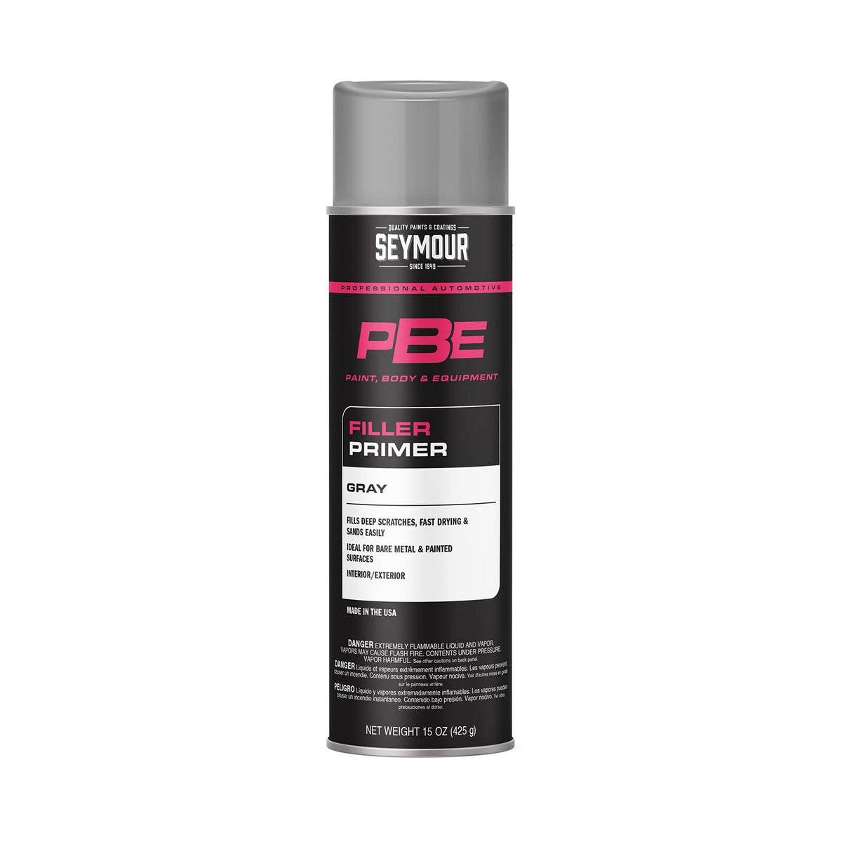 Seymour 20-1674 gray filler primer bottle ready for bodywork prep.