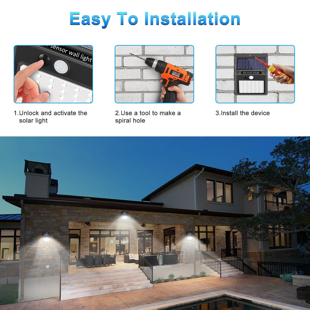 SEZAC Solar Lights Outdoor garden wall setup for easy ambiance