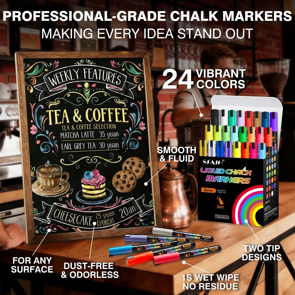 SFAIH metallic pearlescent markers add gilded accents to calendars and windows.
