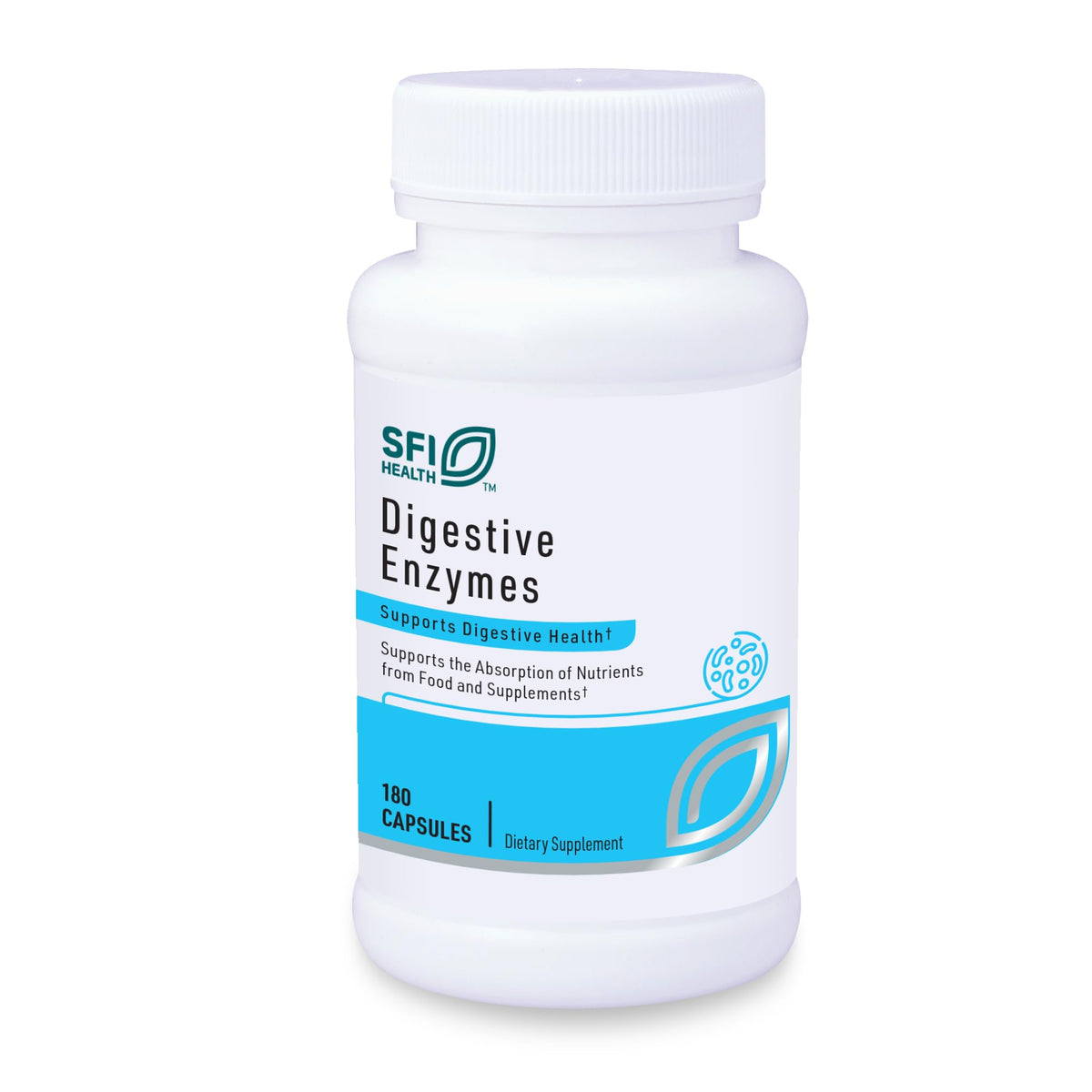 SFI Health Klaire Labs Digestive Enzymes bottle front showing enzyme blend for digestion support