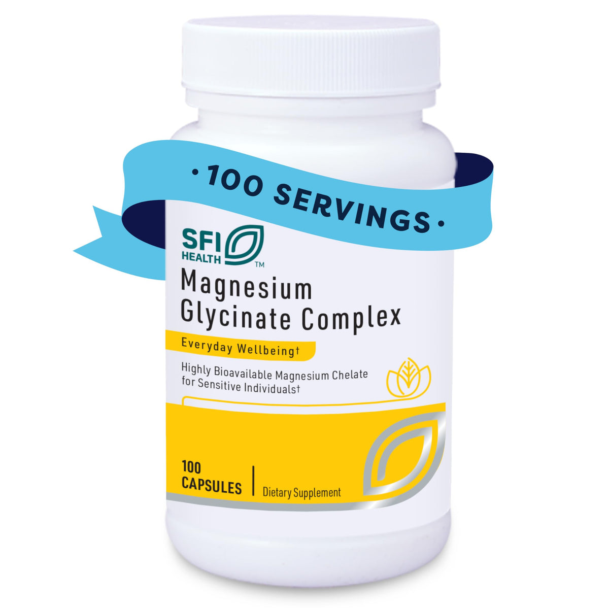SFI Health Klaire Labs magnesium glycinate bottle shows high absorption and gentle digestion.