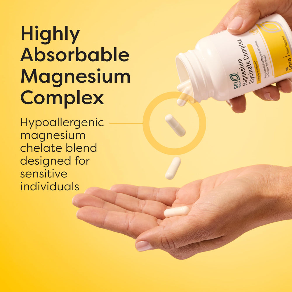 SFI Health Klaire Labs magnesium glycinate label front signals quality and purity.