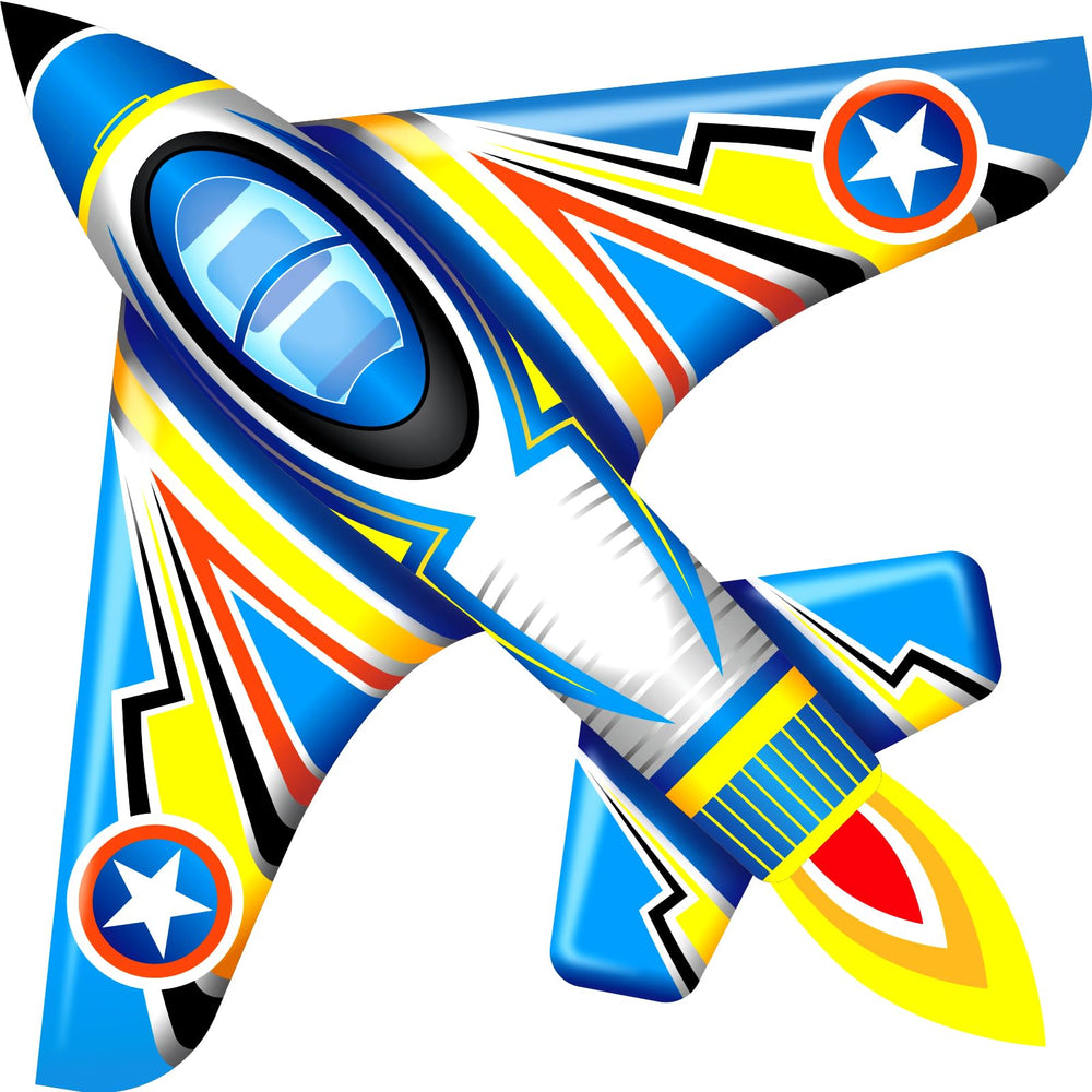 SGftre airplane kite blue front view with durable fiberglass frame for stable outdoor flights