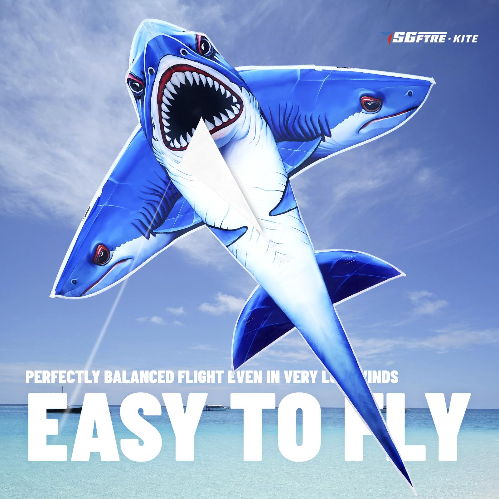 SGftre flexible fiberglass rods ensure steady lift in light winds.