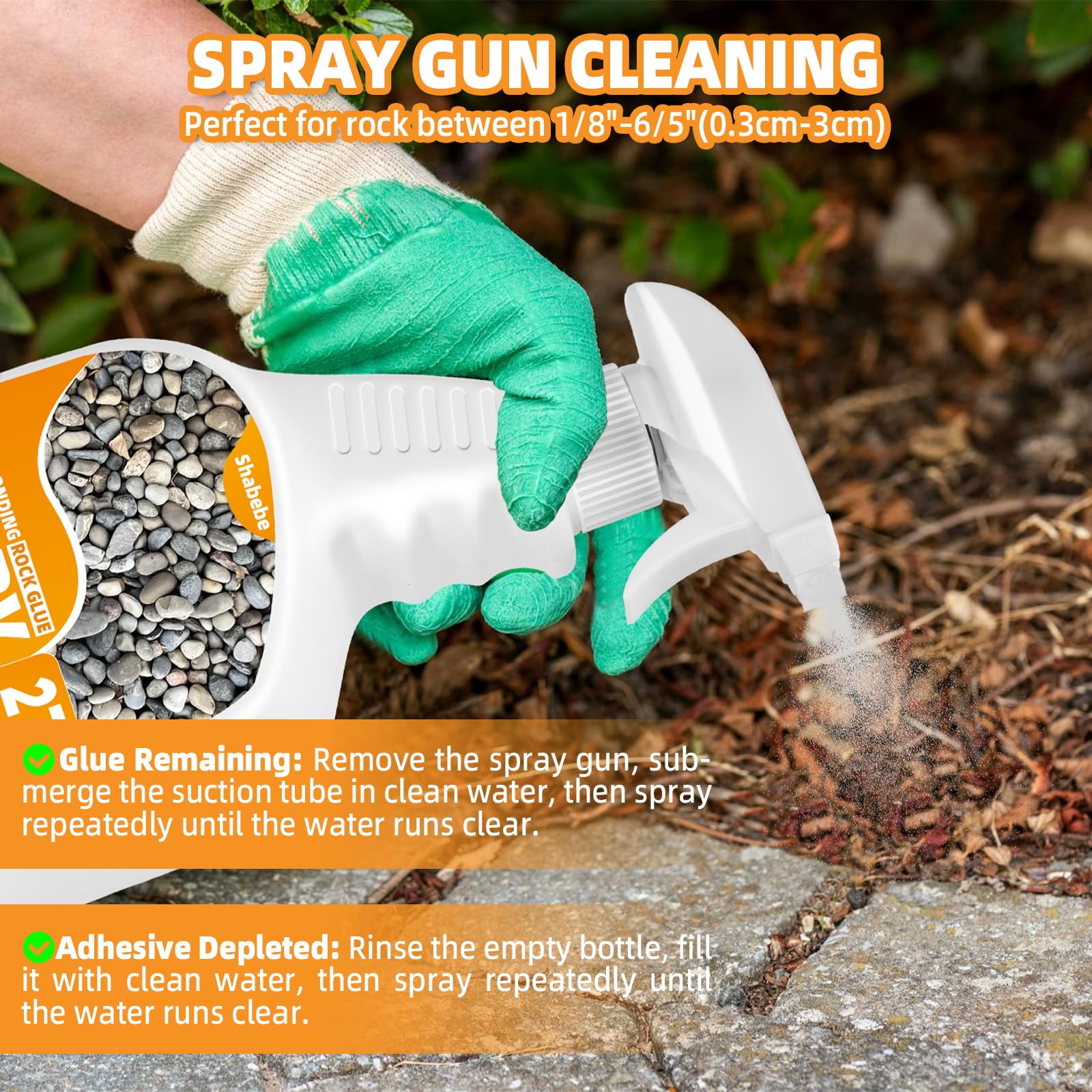 Shabebe Rock Glue with built-in sprayer simplifies landscape projects.