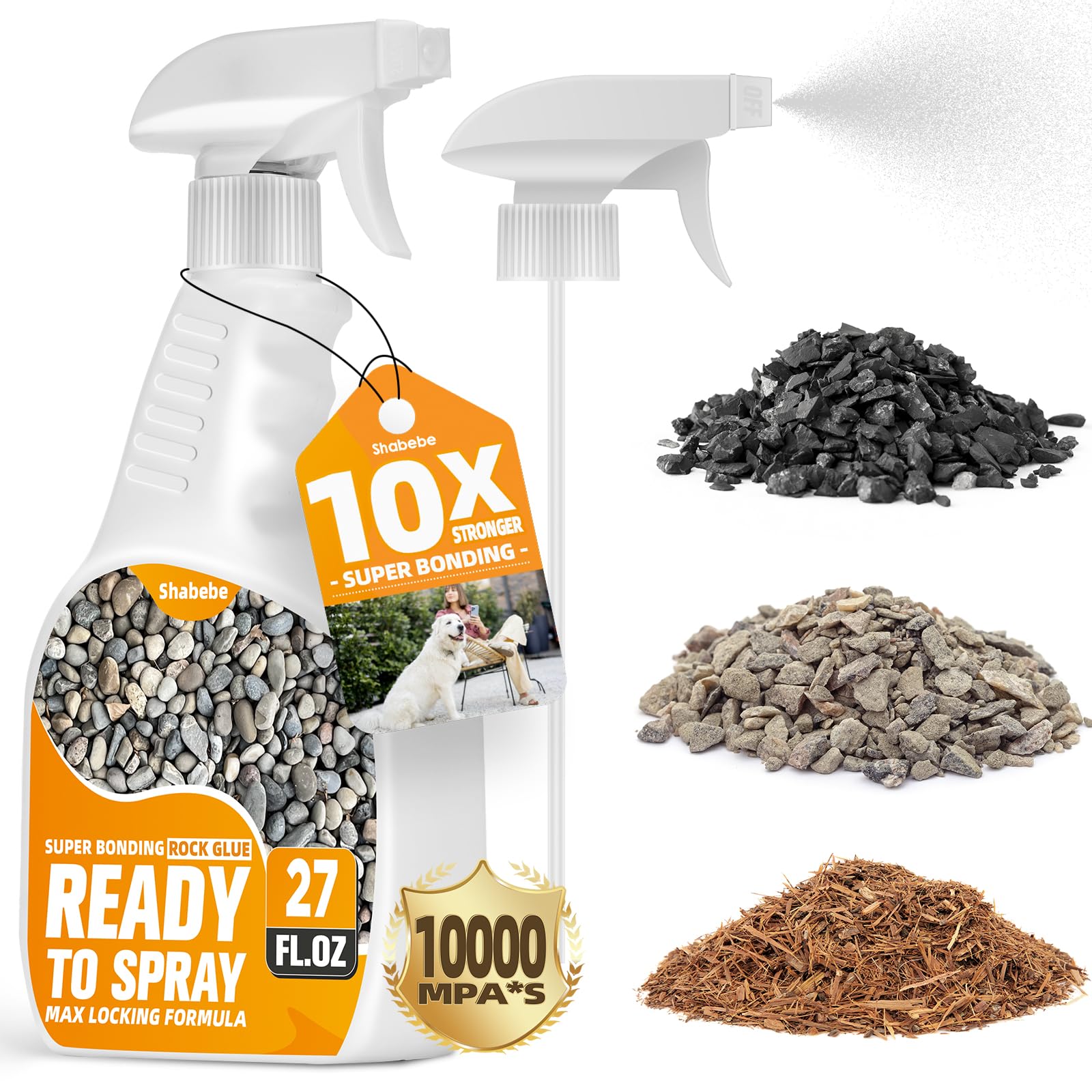 Shabebe Rock Glue sprayer bottle ready for fast, precise application.