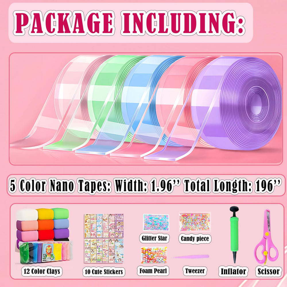 Shaguanchang Nano Tape Bubble Kit scissor and air pump enable easy bubble making.