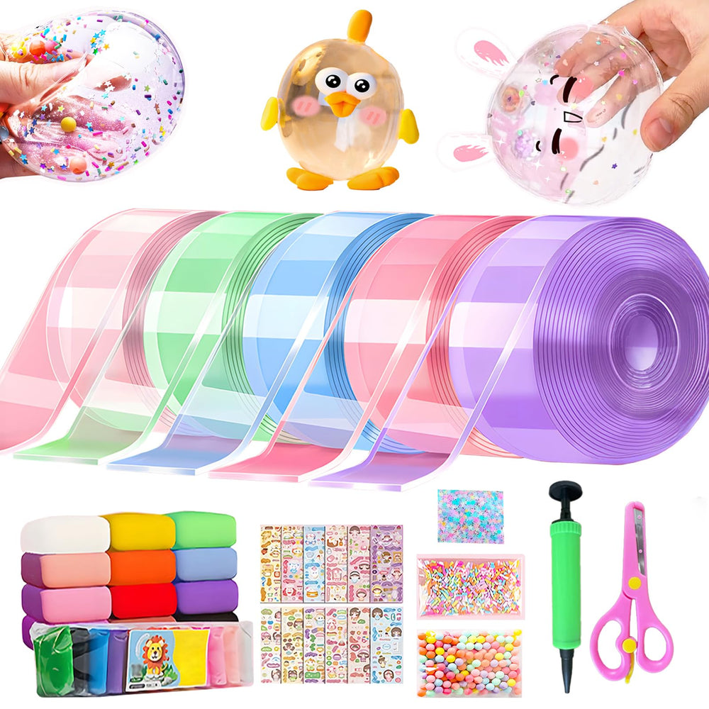 Shaguanchang Nano Tape Bubble Kit glitter assortment inspires creative play and party crafts.
