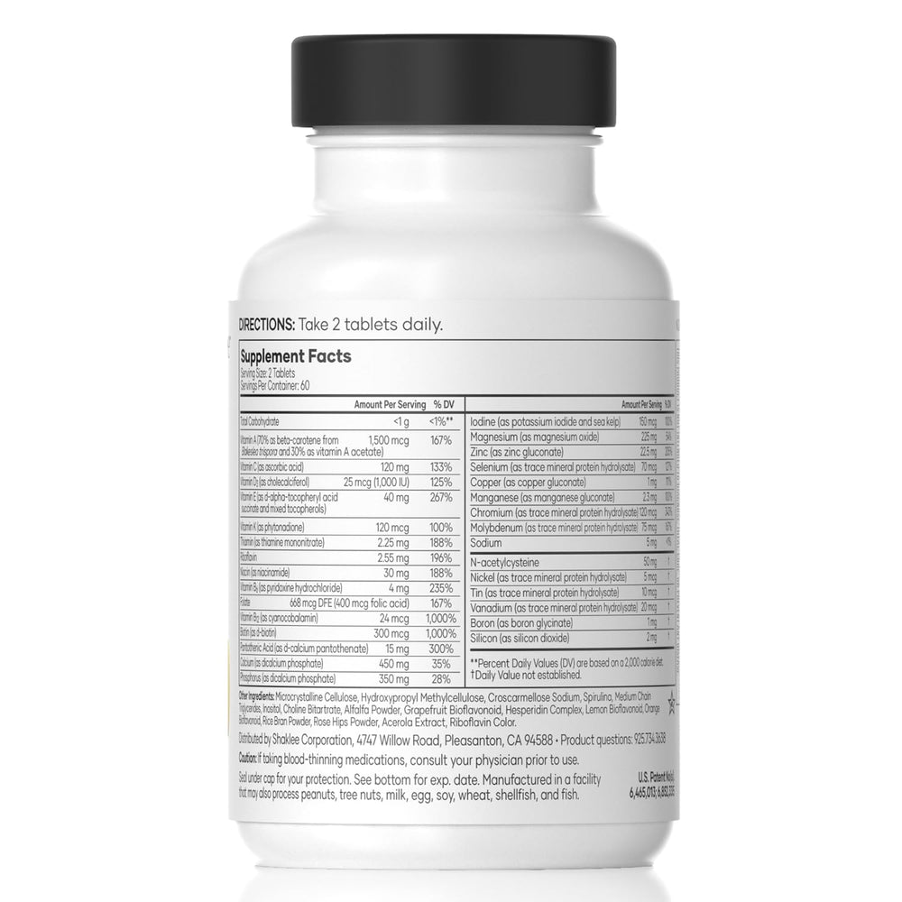 Close-up of Shaklee Vita-Lea Gold tablets highlighting high-potency multivitamin benefits for adults 50+.