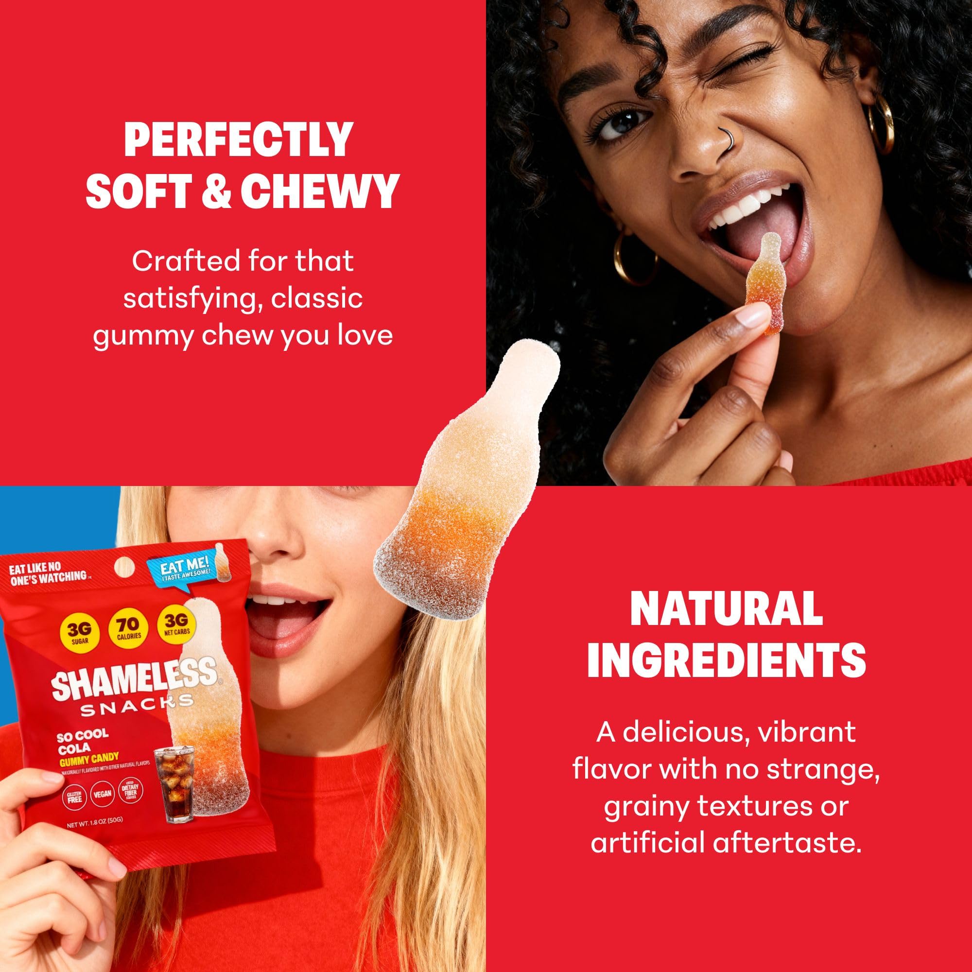 Shameless So Cool Cola Gummy cinema snack, a low sugar option for movie nights.