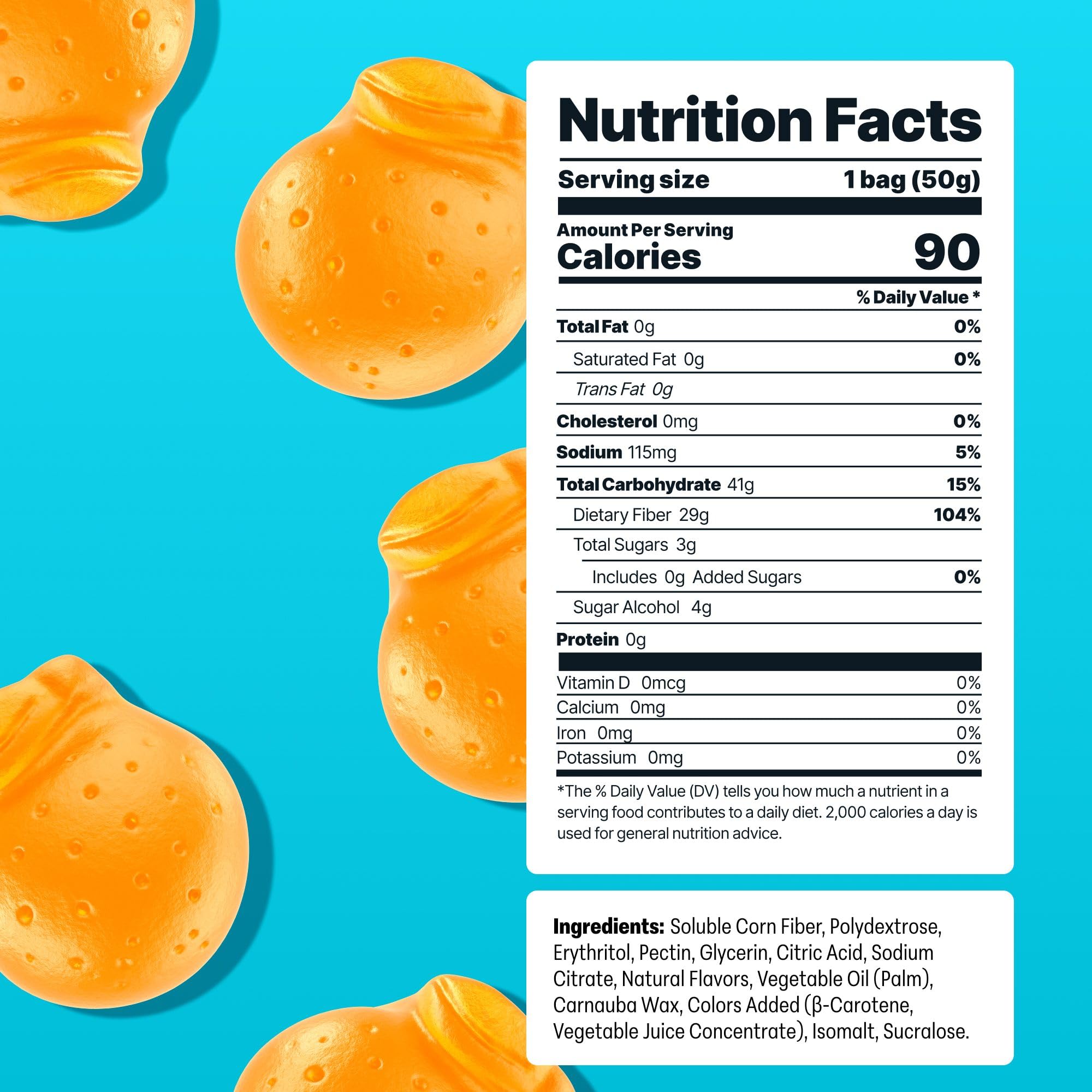 Shameless Orange Blossom gummies close-up highlighting soft chewy texture.
