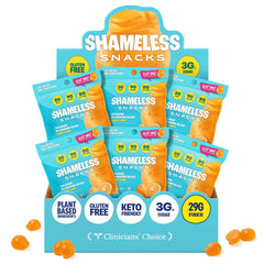 Shameless Orange Blossom gummy pack, a keto-friendly, low-sugar treat for on-the-go.