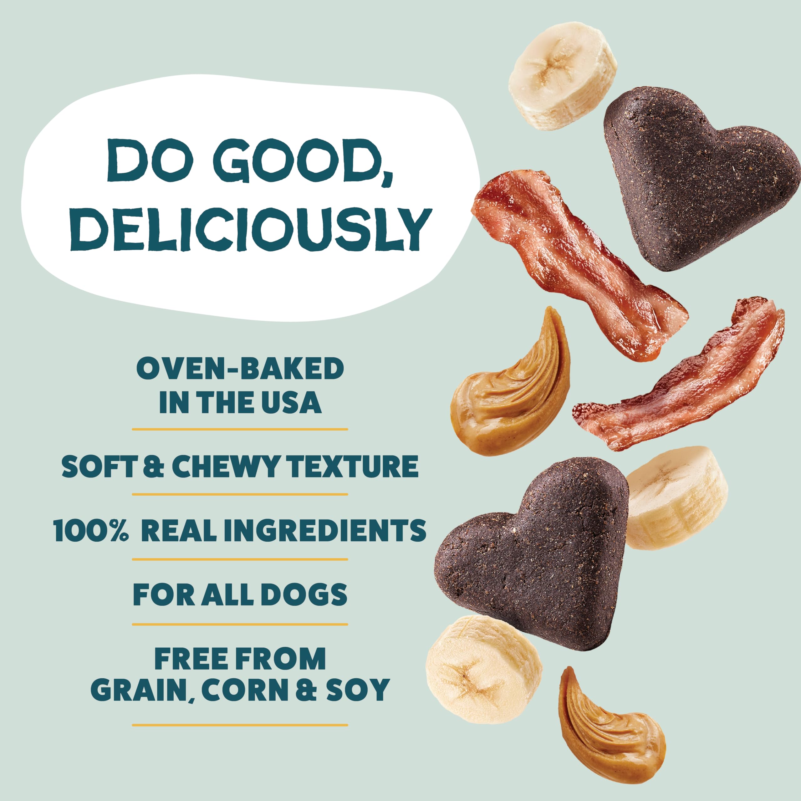 Shameless Pets grain-free dog treat label highlighting no corn or soy.