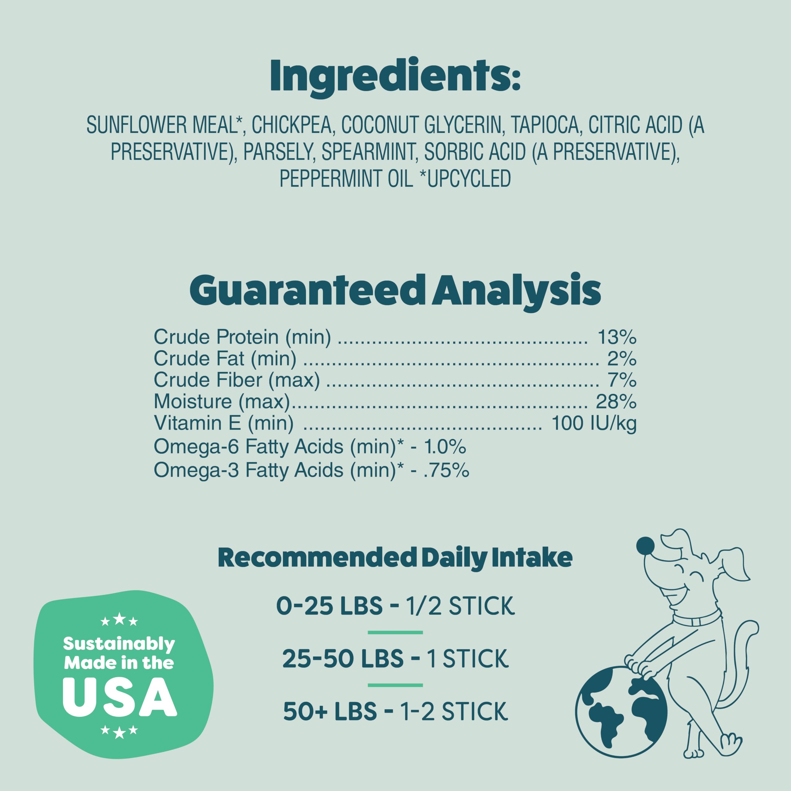 Shameless Pets Triple Mint Dental Chews fresh breath support with mint.