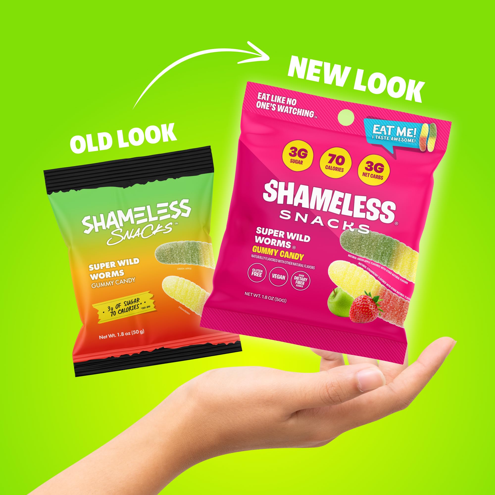 Shameless Wild Worms gummies on a plate, crave-friendly guilt-free option.