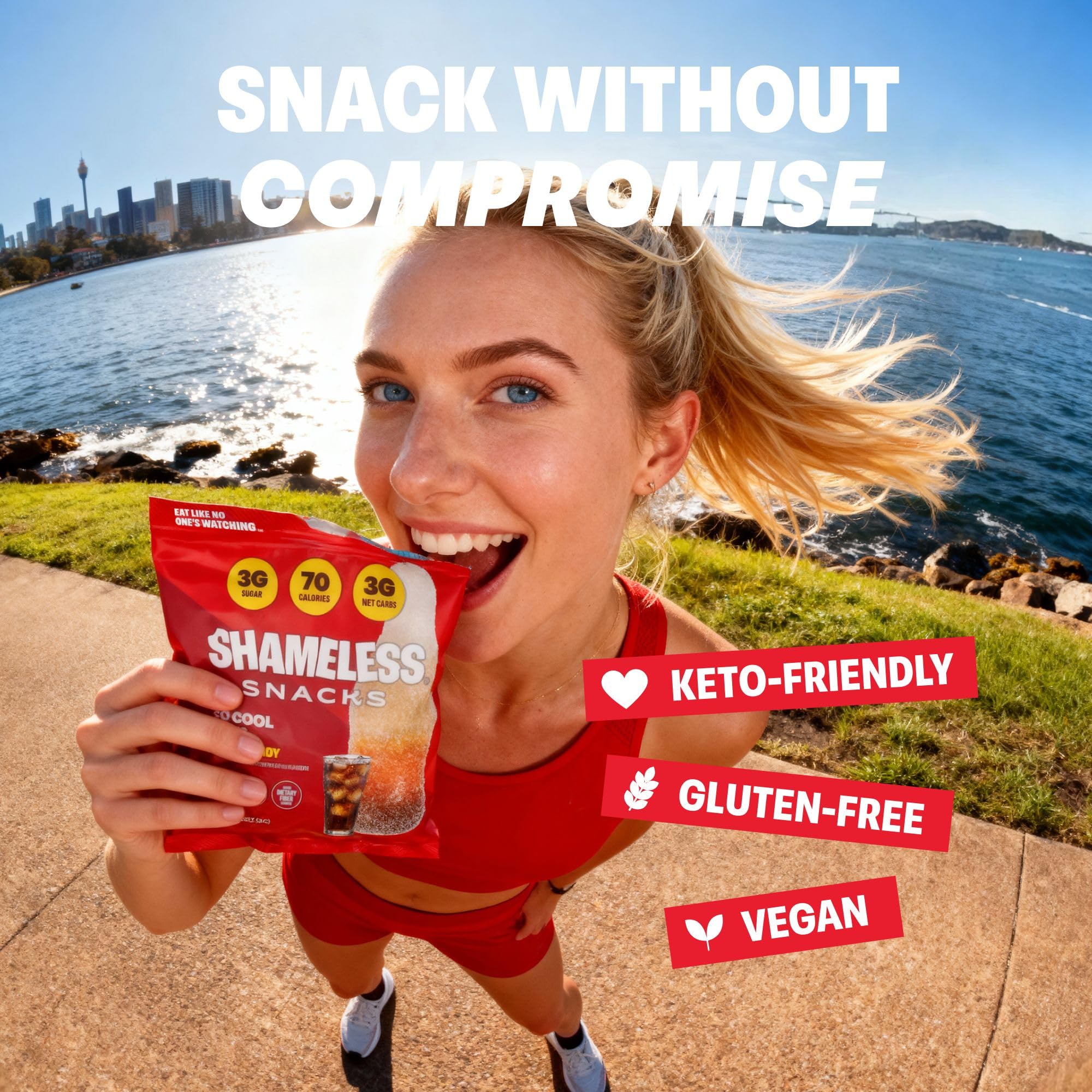 Shameless So Cool Cola Gummy on-the-go pack, perfect for busy days.