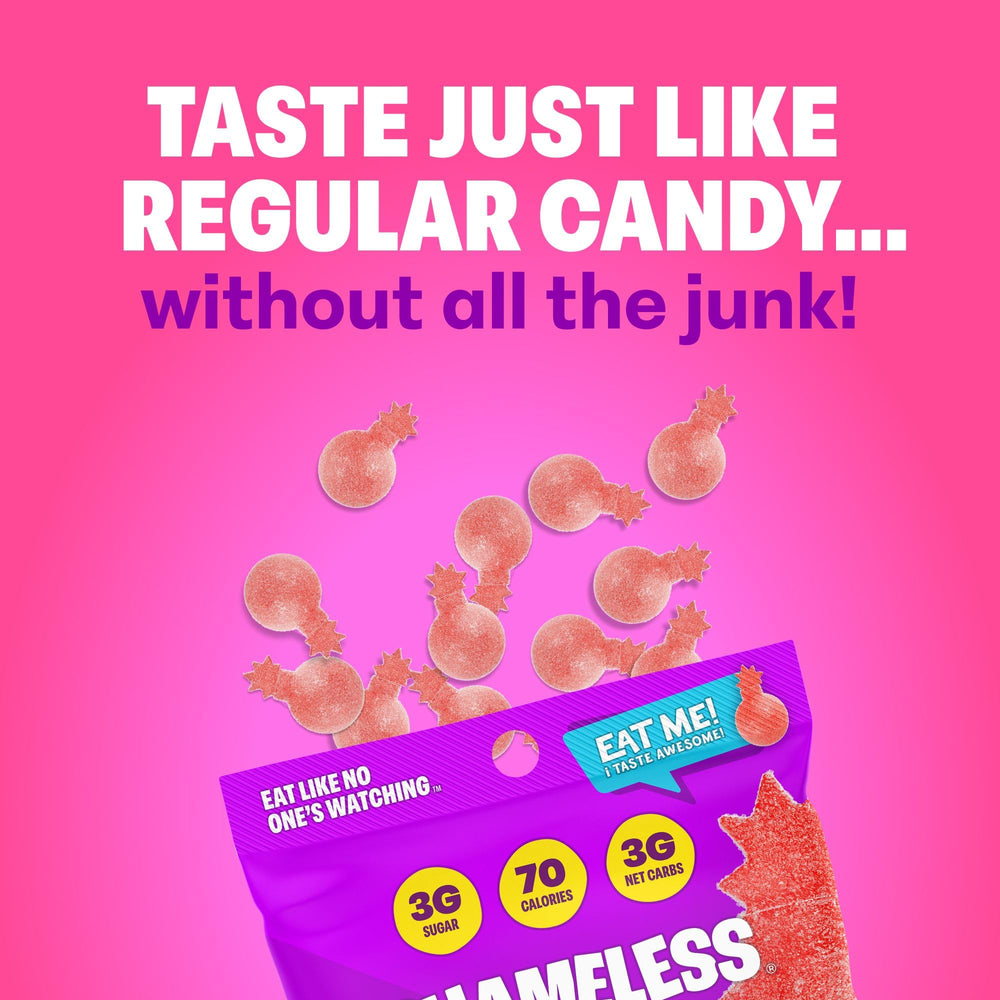 Shameless Sour Cherry Bomb 6-pack box for on-the-go keto snacking