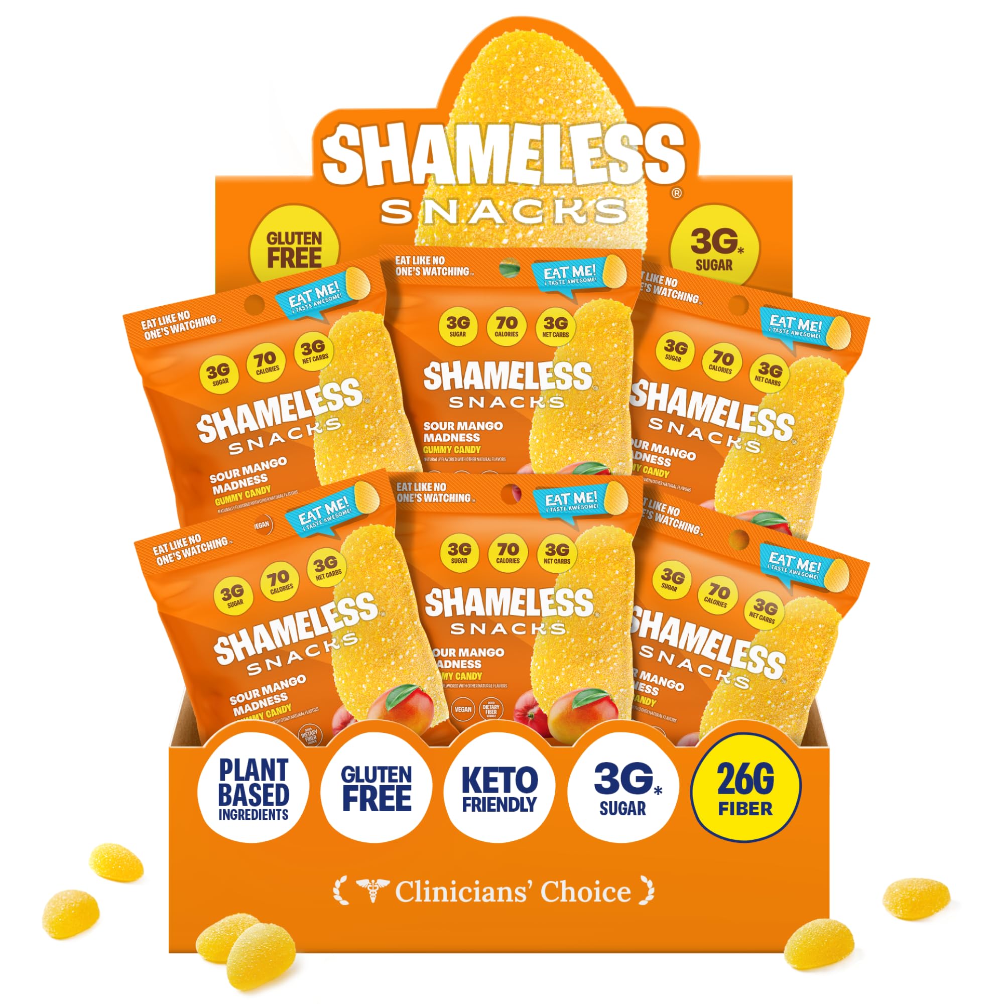 Shameless Sour Mango Madness pack, keto-friendly on-the-go snack.