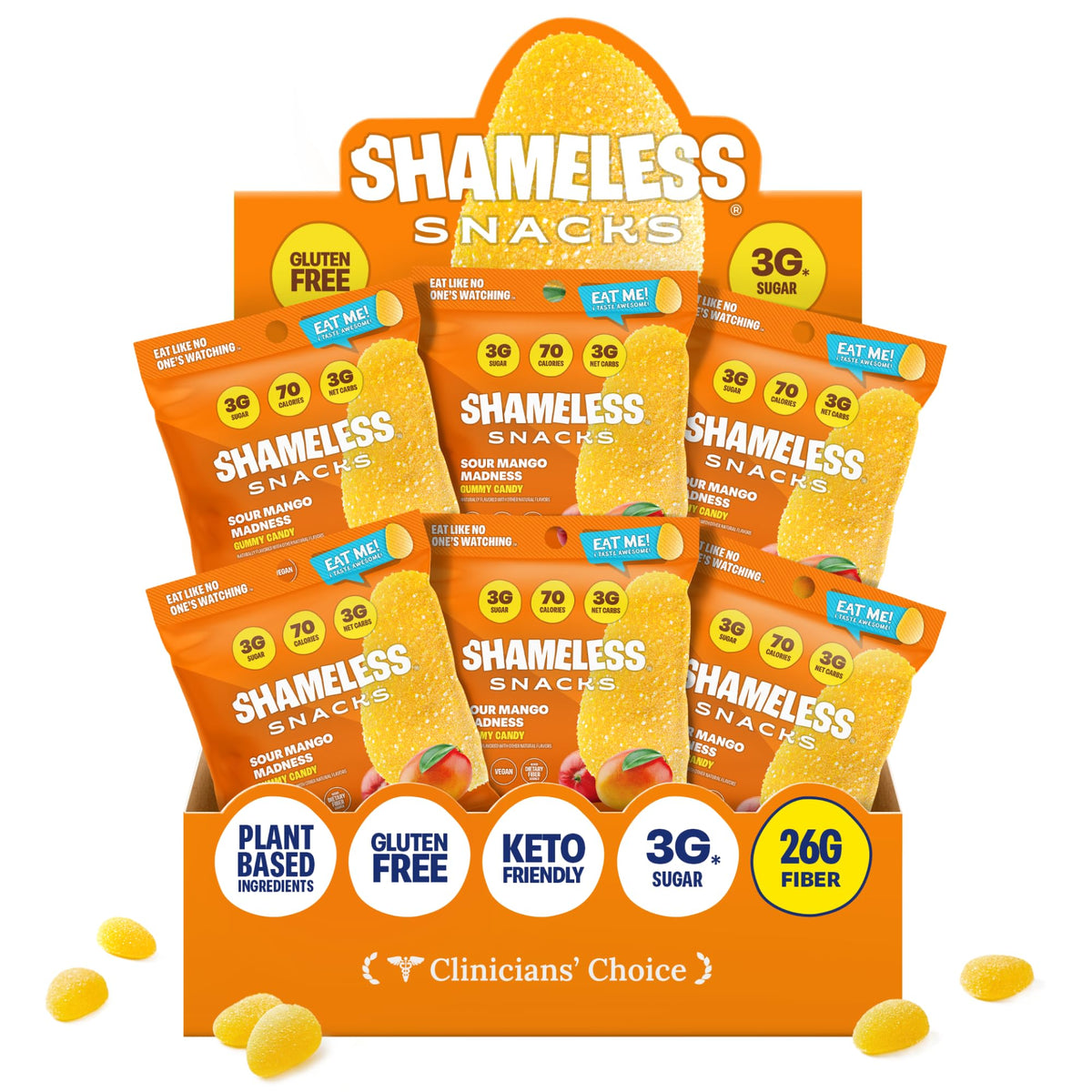 Shameless Sour Mango Madness pack, keto-friendly on-the-go snack.