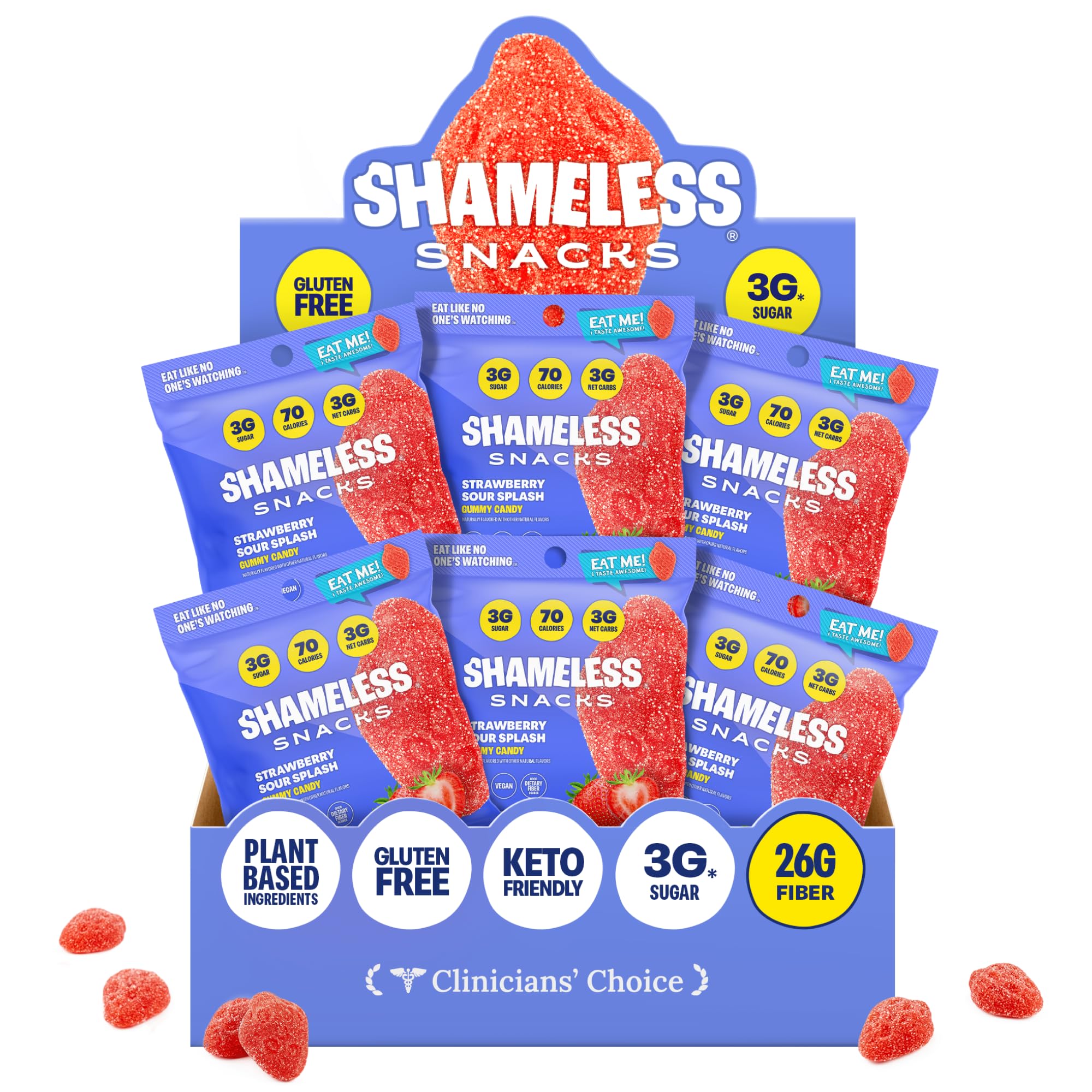 Shameless Strawberry Sour Splash pack showing bold fruity flavor for quick snacks