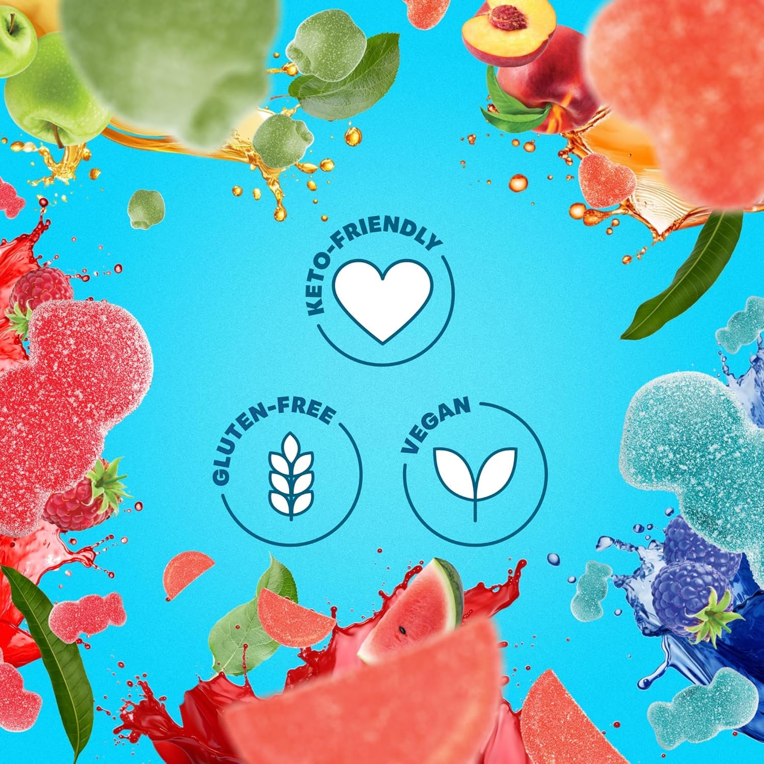 Shameless All-Stars gummies close-up, chewy texture and bursts