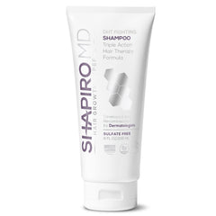 Shapiro MD Vegan Hair Growth Shampoo bottle promoting healthier-looking hair.