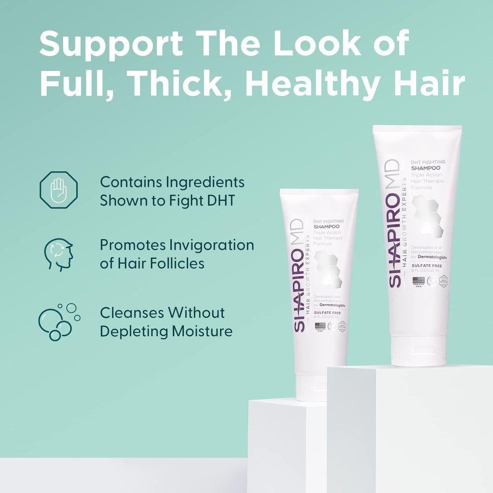 Hands lathering Shapiro MD vegan shampoo for thinning hair.
