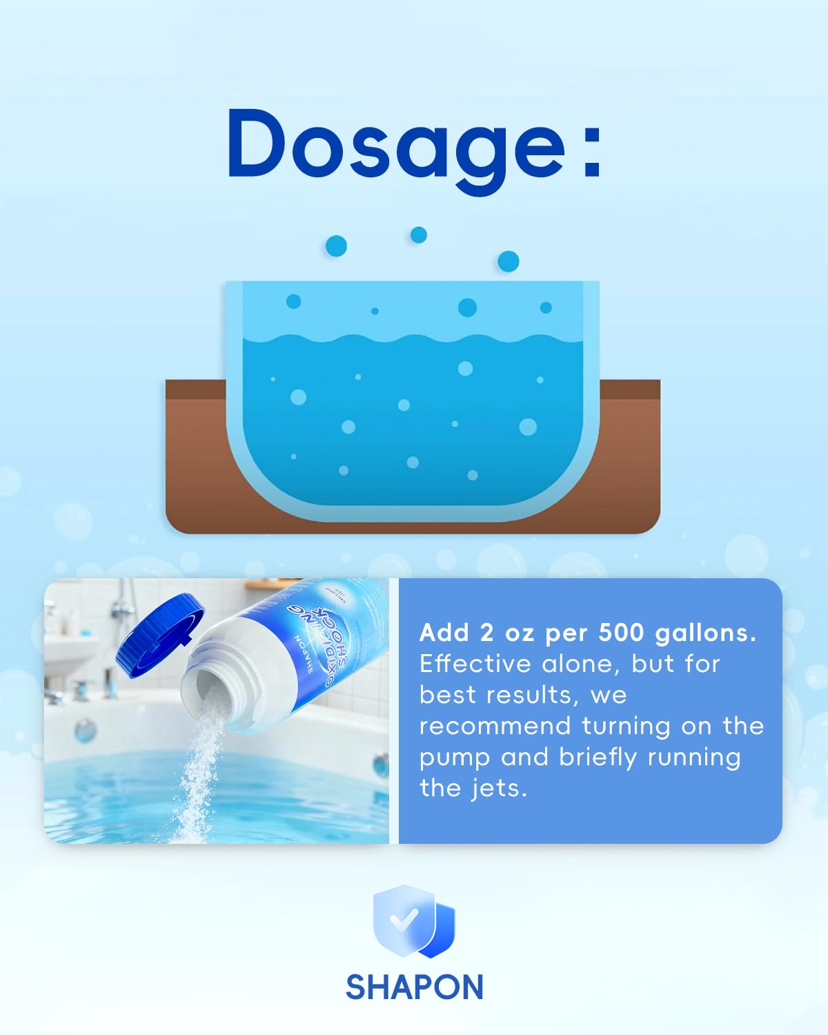SHAPON spa oxidizer helps maintain bright, inviting water