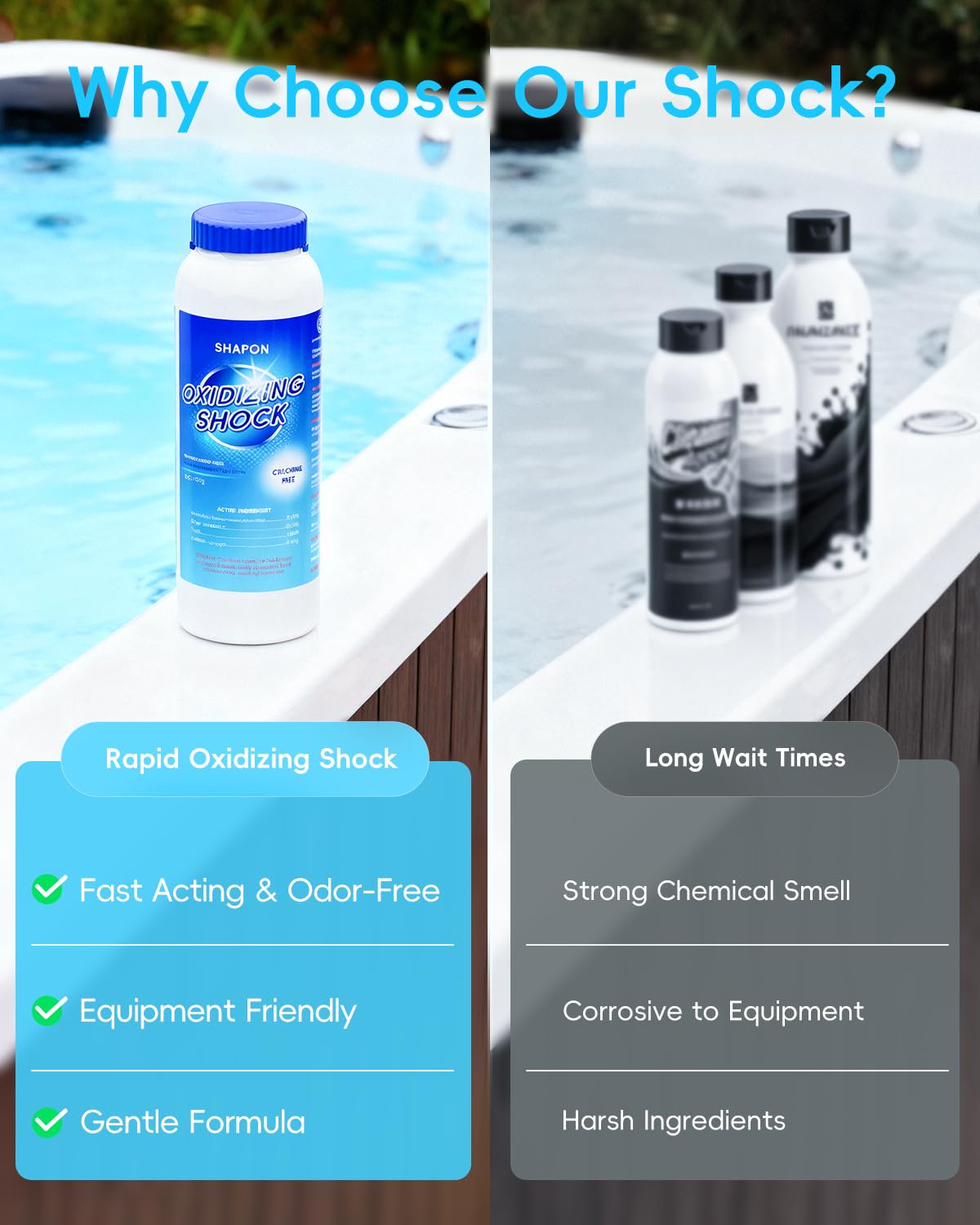 SHAPON shock treatment preserves pleasant spa scents between soaks
