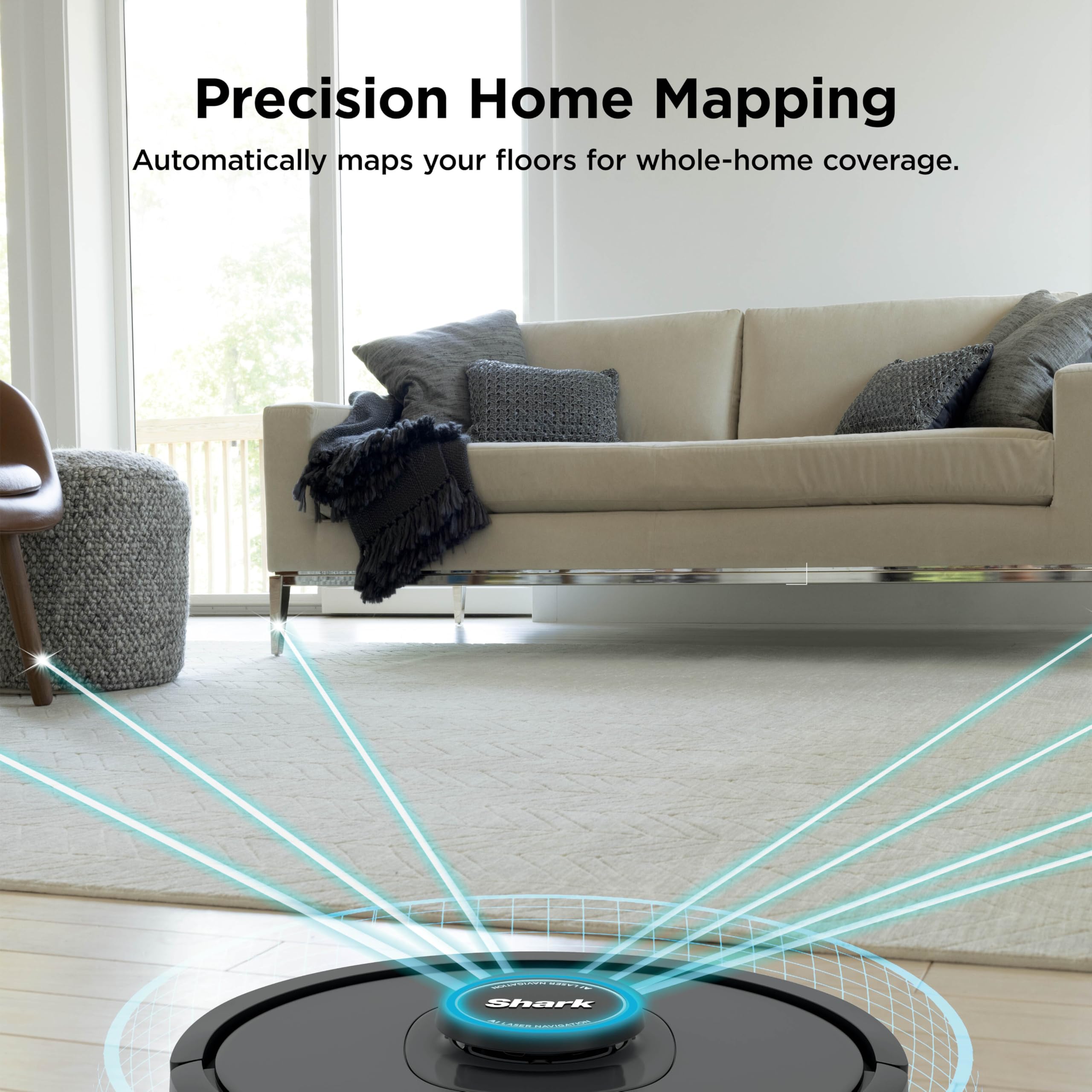 Shark AI Ultra Robot Vacuum night navigation demonstrates mapping in low light, cleaning after dark.