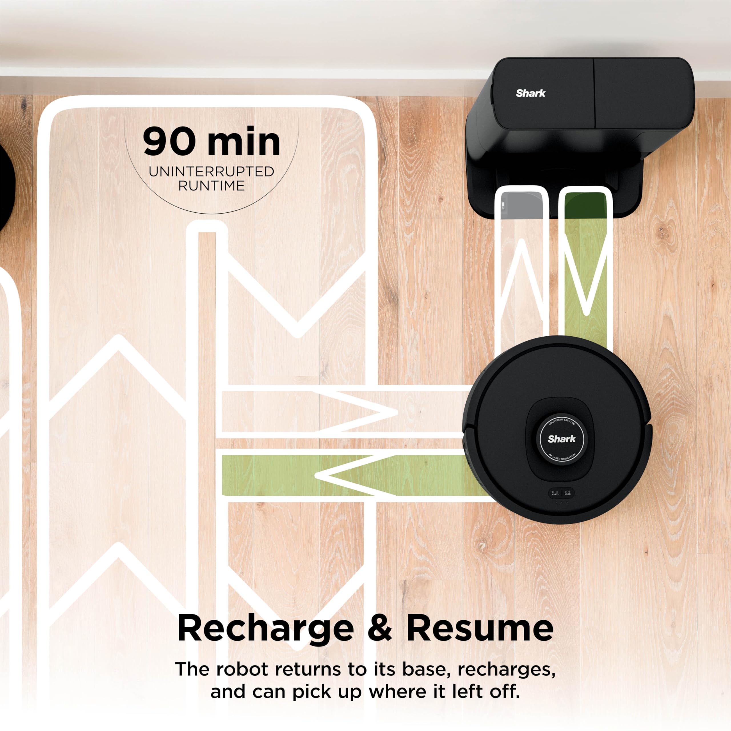 Shark AI Ultra Robot Vacuum voice-control view indicates Alexa and Google Assistant compatibility.