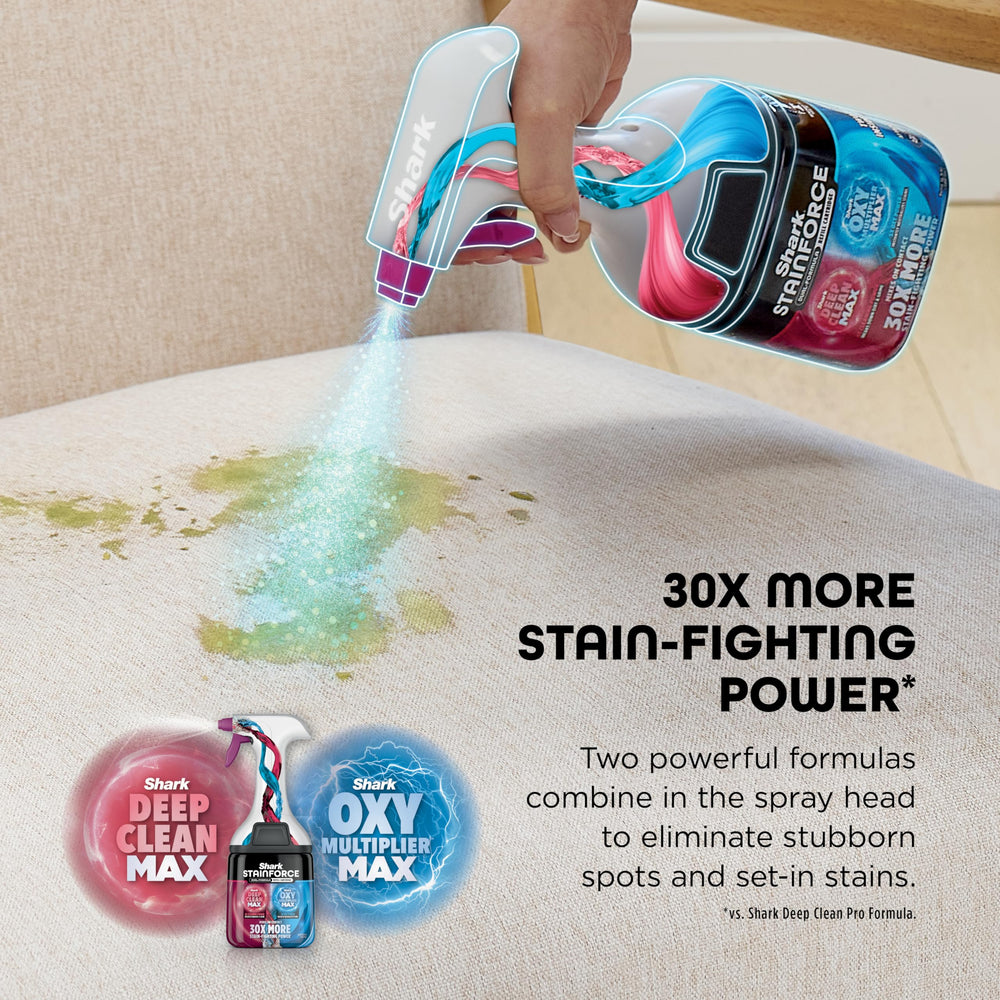 Shark StainForce refill cartridges provide 2x16.9oz each for ongoing stain elimination.